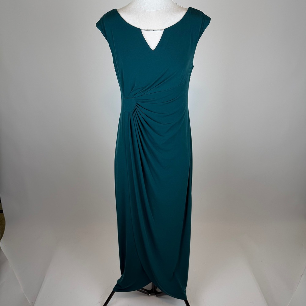 NWD Connected Apparel Deep Spruce Green Maxi Gown Dress Sz 8P Rhinestone Formal